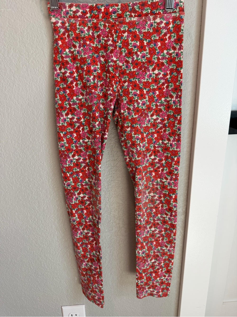 Crewcuts Red and Pink Floral Print Leggings